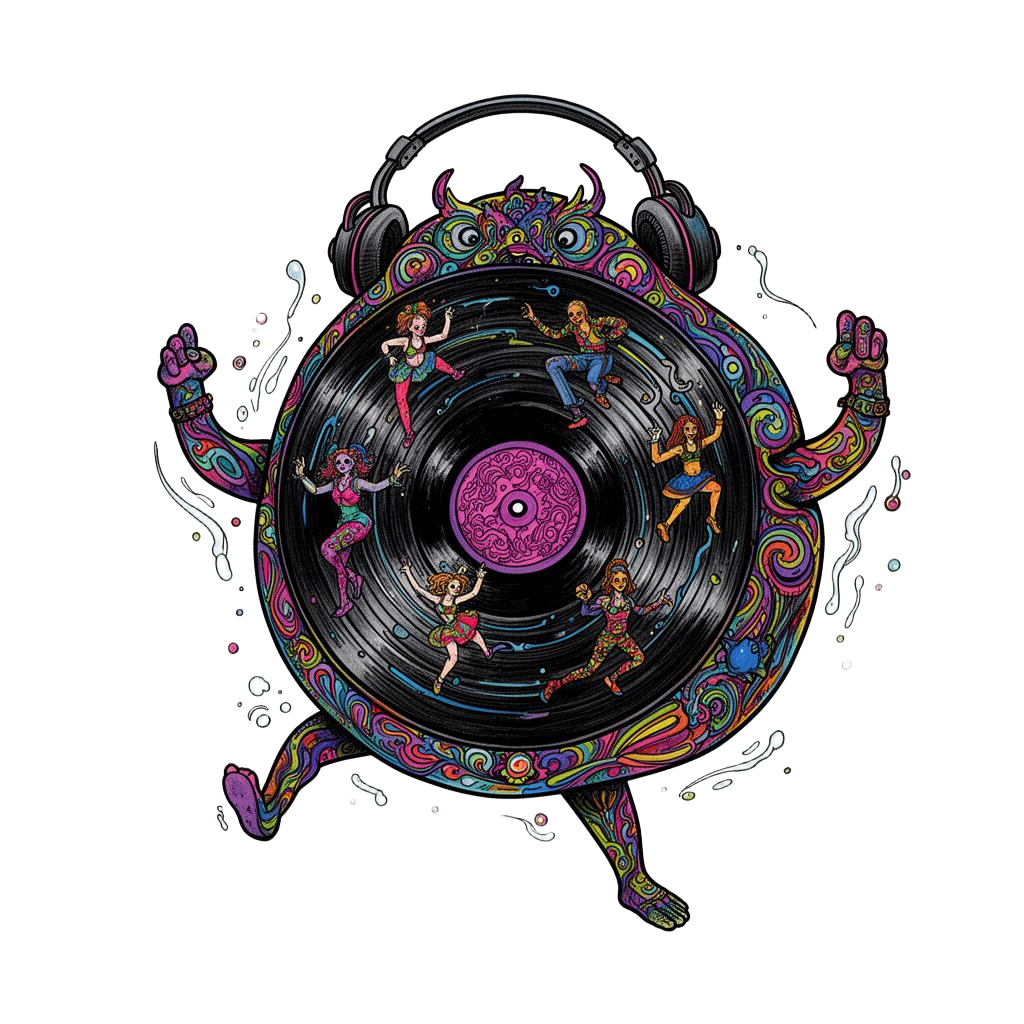 Spinning psychedelic resonator creature.